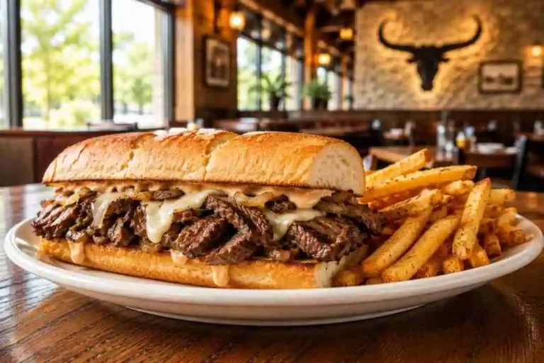LongHorn Maverick Ribeye Sandwich with fries
