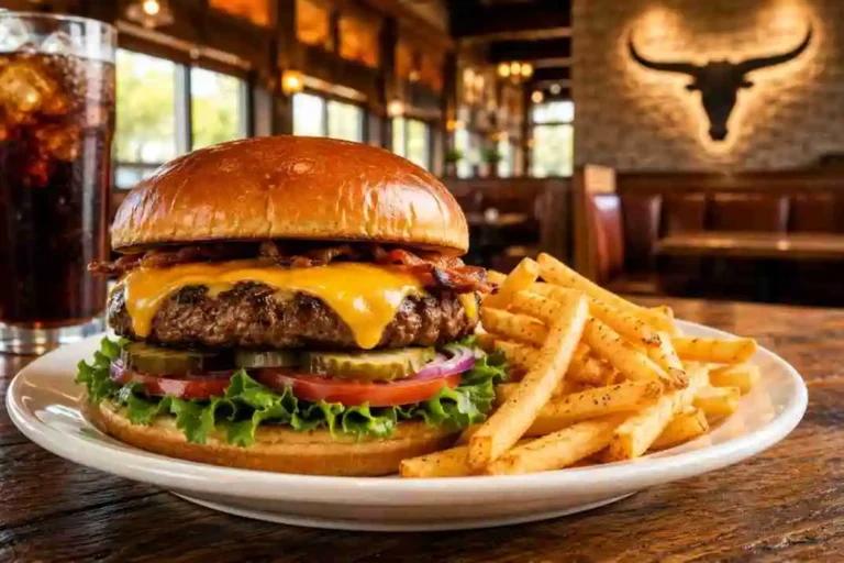 LongHorn Steakhouse cheeseburger lunch with fries