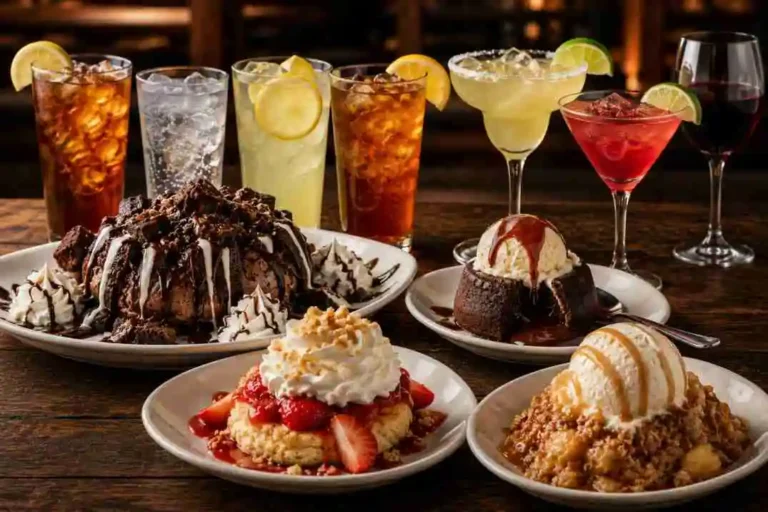 LongHorn drinks and desserts prices with chocolate stampede cake and beverages