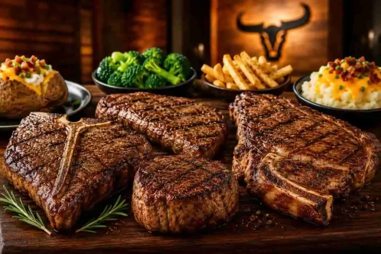 LongHorn steak prices 2026 with grilled ribeye filet and steakhouse sides
